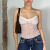 Vintage 2000's White Mesh Top with Flower Embroidery