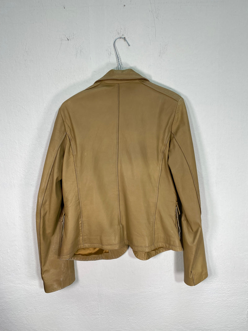Vintage 90's Beige Midi Bella Leather Jacket