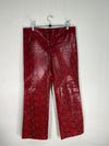 Vintage 2000's Red Shiny Snake Print LEONARDO Leather Pants