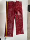 Vintage 2000's Red Shiny Snake Print LEONARDO Leather Pants
