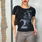 Vintage 2000's Black Cop Copine Shirt with Number and Letter Print