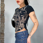 Vintage 2000's Black Shirt with Beige Woman Print