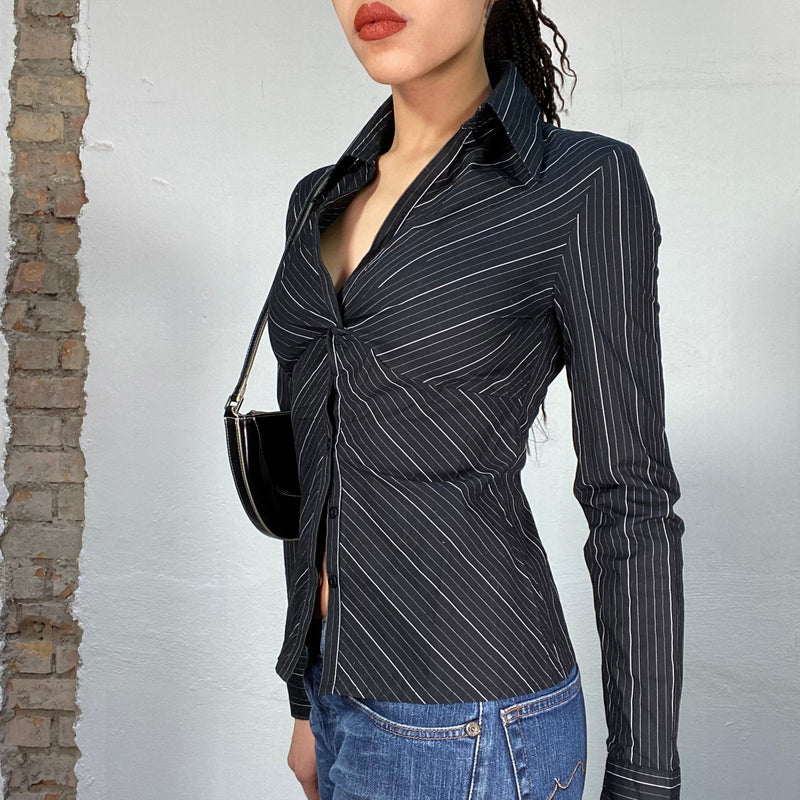 Vintage 2000's Black Pinstriped Button Up Shirt