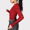 Vintage 90's Red Striped V-Neck X-mas Glittery Knit Sweater