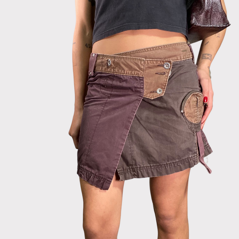 Vintage 90's Grunge Brown Mini Skirt