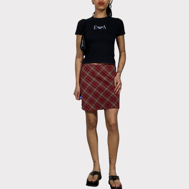 Vintage 90's Red Plaid Mini Skirt