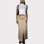 Vintage 90's Beige Pinstripe Maxi Skirt