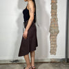 Vintage 90's Brown Midi Skirt with Leather Ribbon