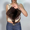 Vintage 90's Dark Brown Suede Shoulder Bag lo