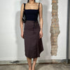 Vintage 90's Brown Midi Skirt with Leather Ribbon