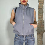 Vintage 90's Streetwear Grey Cyber Puffer Vest with Zipper