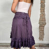 Vintage 2000's Purple Asymmetrical Midi Skirt with Ruffle and Lace Details