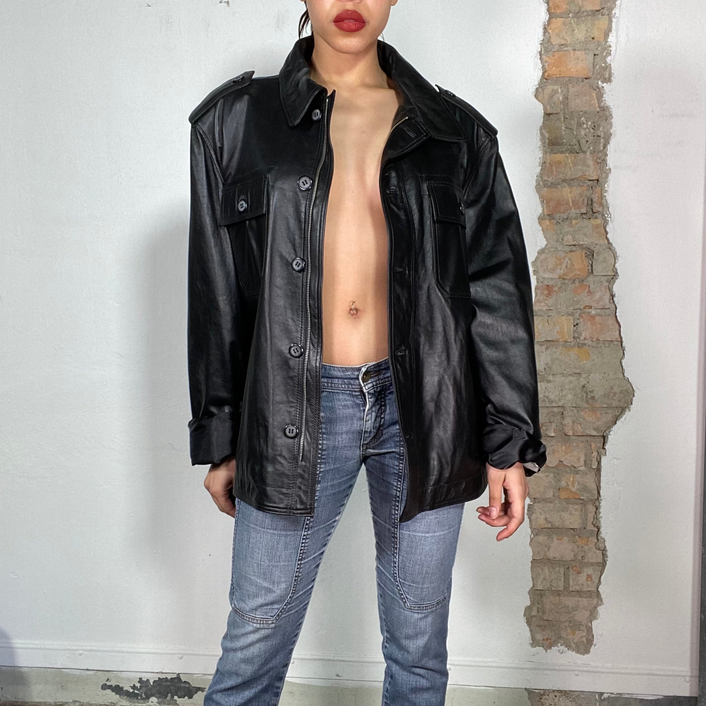 90s black leather jacket sale