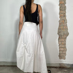 Vintage 2000's White Cyber Maxi Skirt with Scrunch Details STAINS!!