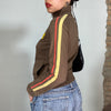 Vintage 2000's Pepe Jeans Brown Zip Up Sweater and Yellow Details
