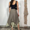 Vintage 2000's Archive Khaki Asymmetrical Midi Skirt with Mesh Layer
