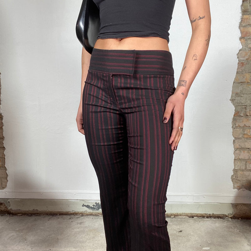 Vintage 90's Rachel Green Black and red Stripes Flared Pants
