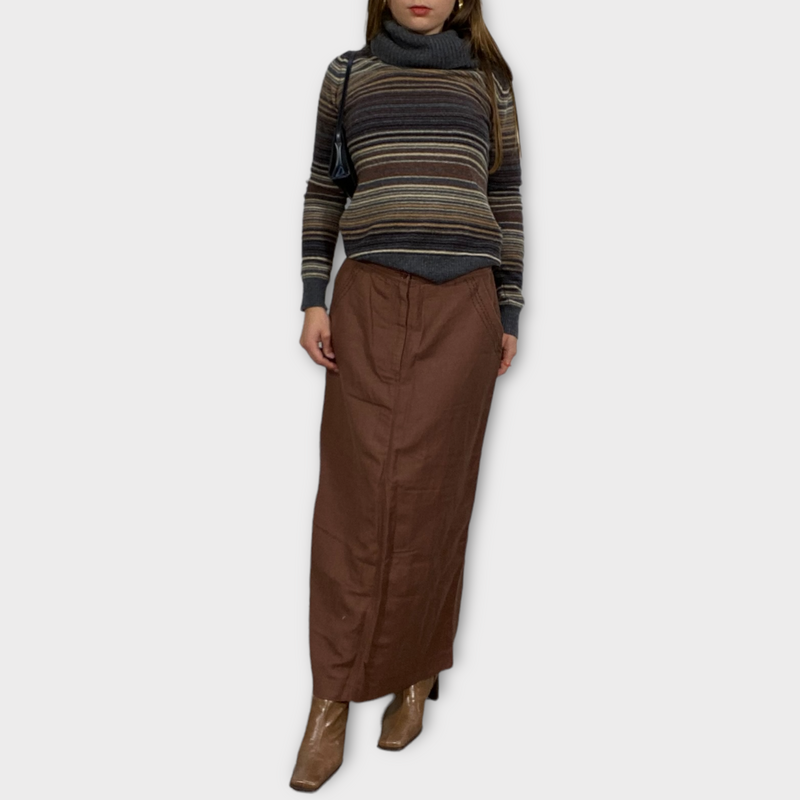 Vintage 90s Brown Maxi Skirt