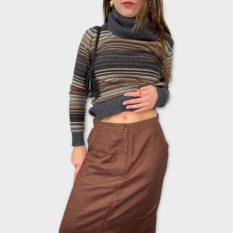 Vintage 90s Brown Maxi Skirt