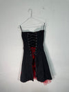 Vintage Witchy Dark Fairy Dress with Red Slip