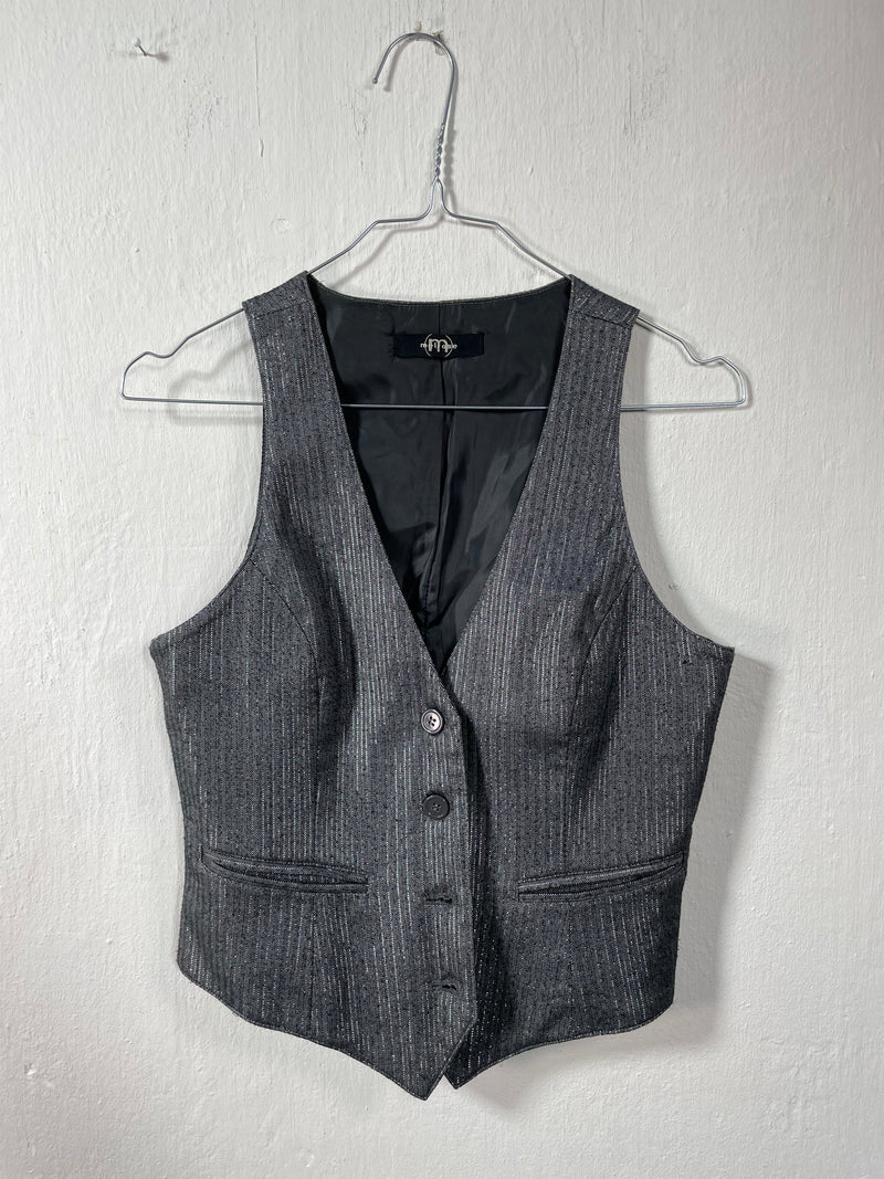 Vintage 90s Bella Striped Silver Vest