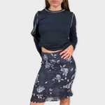 Vintage Romantic Grey Rose Skirt
