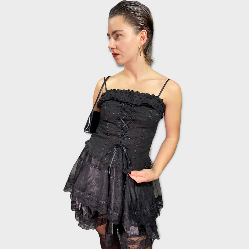 Vintage Lace Up Corset Inspired Top