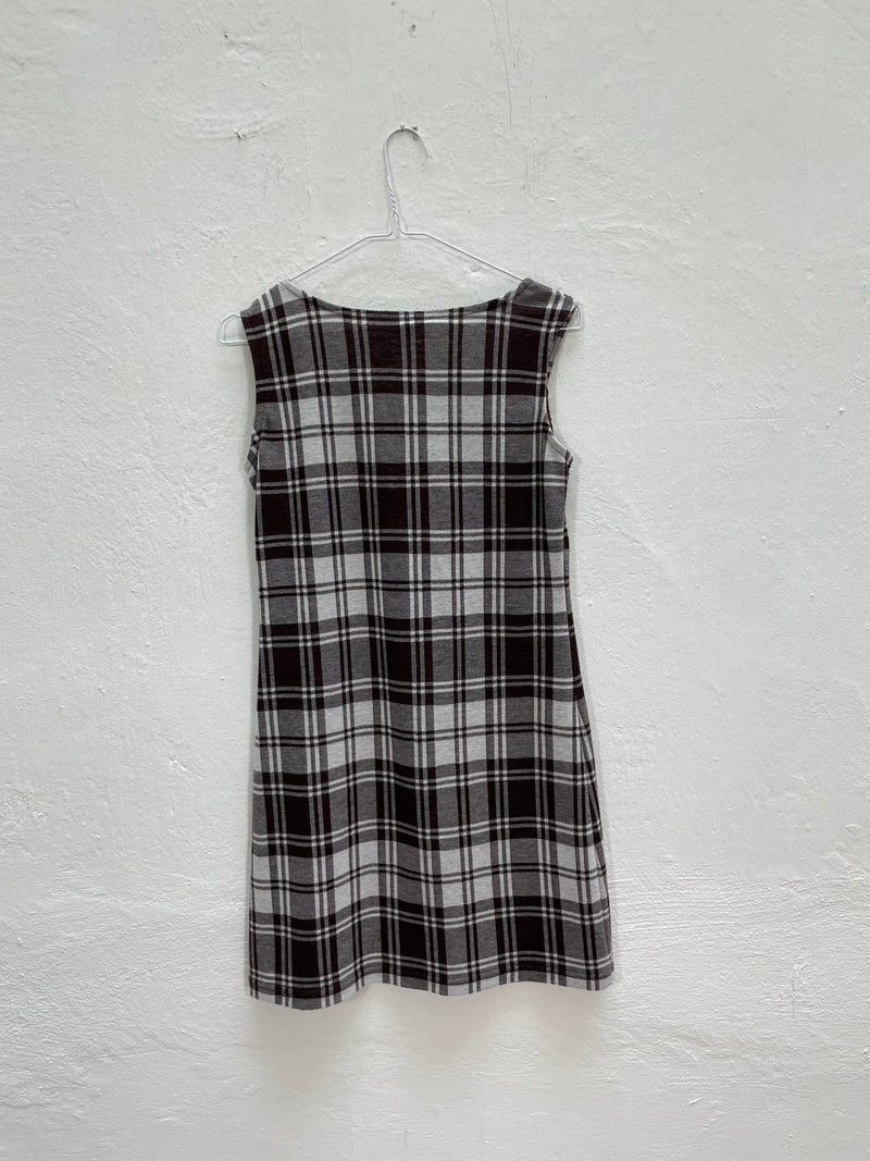 Vintage 90s Checkered Dress with Square Neckline
