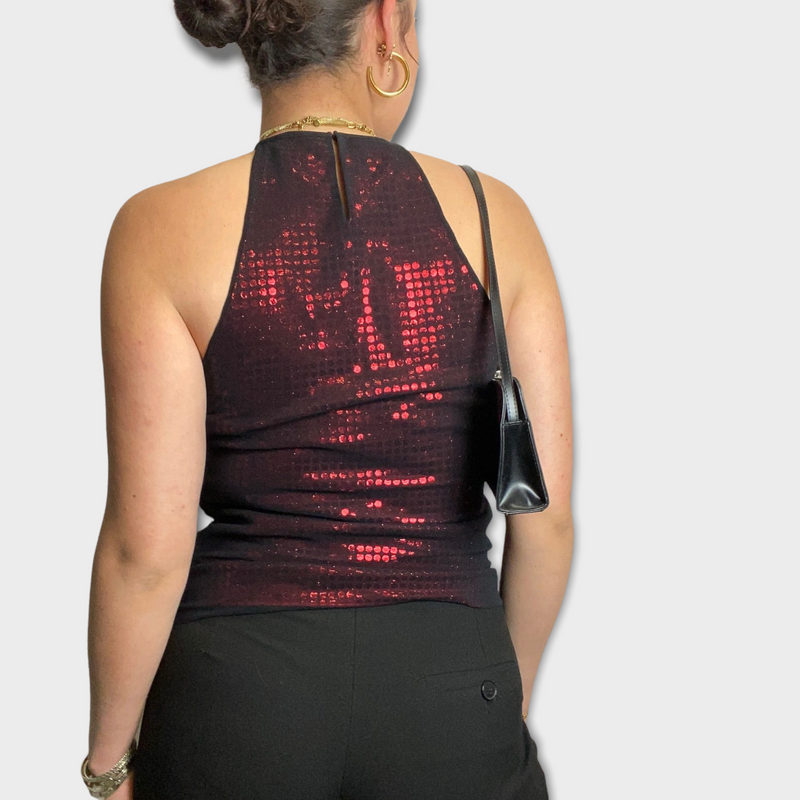 Vintage Disco Top with Mesh Overlay