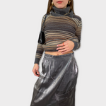 Vintage 2000s Shiny Silver Maxi Skirt