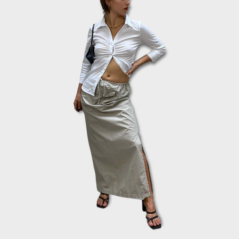 Vintage 2000s Maxi Parachute Skirt with Slit