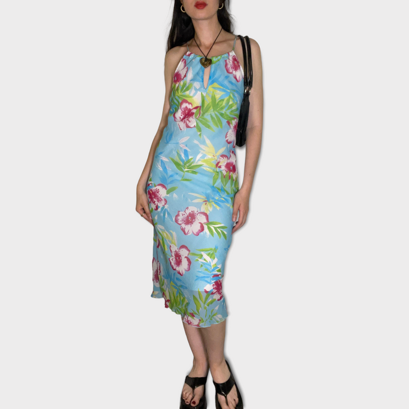 Vintage y2k Hibiscus Cutout Dress