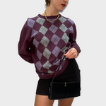 Vintage 90s Checkered 100% Wool Sweater
