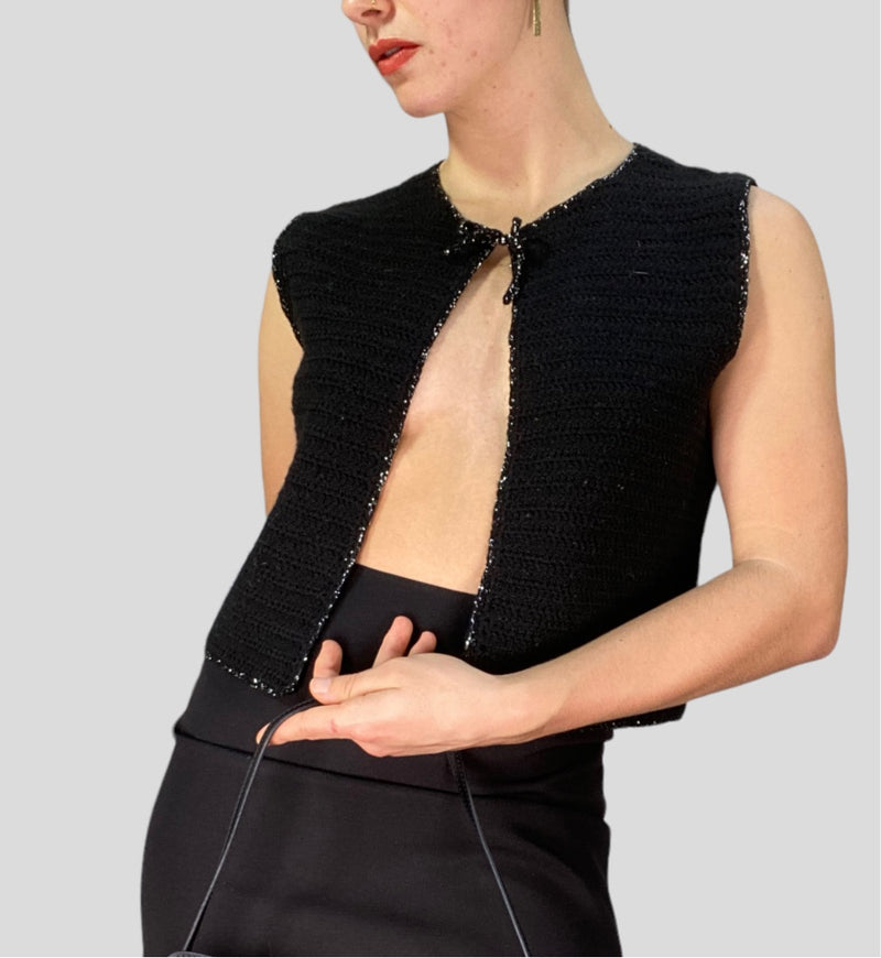 Vintage 90s Knitted Vest with Silver Detailk
