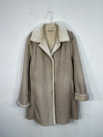 Vintage 2000s Fluffy Leather Coat with Faux Fur Lining