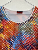 Vintage Early 2000s Net-Top with Graphic Colour Design