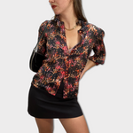 Vintage 2000s Romantic Flower Blouse with Baloon Sleeves