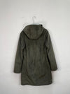 Vintage 90s Vegan Green Coat with Faux Fur Lining
